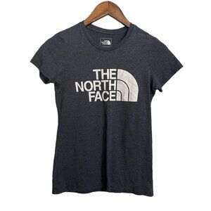 The North Face Womens Blue Gray Heathered Graphic Short Sleeve T-Shirt Size XS